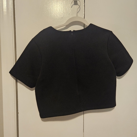 Alexander Wang Black Short Sleeve Scuba Neoprene Cropped Tee Large - Picture 4 of 4